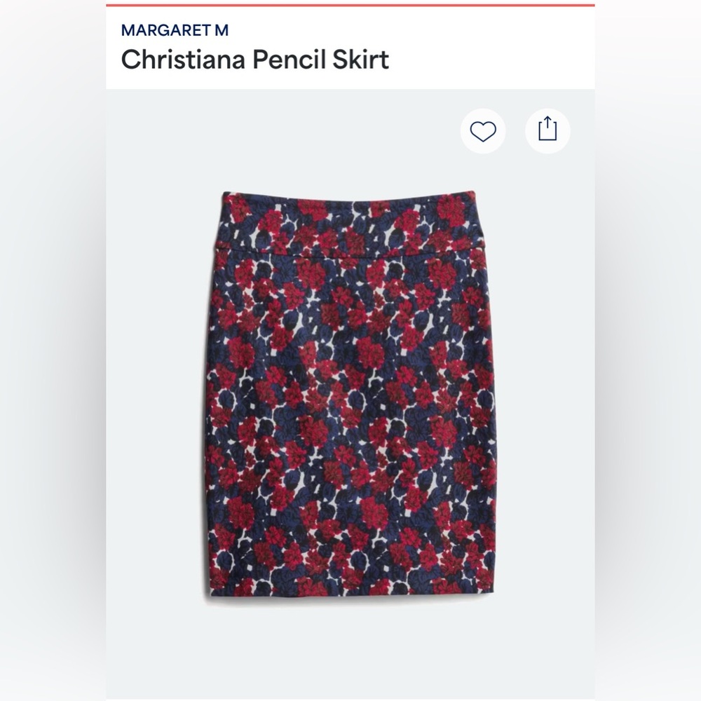 Margaret M Floral Pencil Skirt - Red and Blue Pencil Skirt